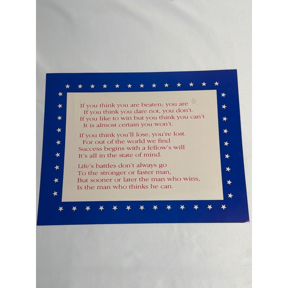 Vintage Style Motivational Poem Wall Art Unisex OS Blue Good